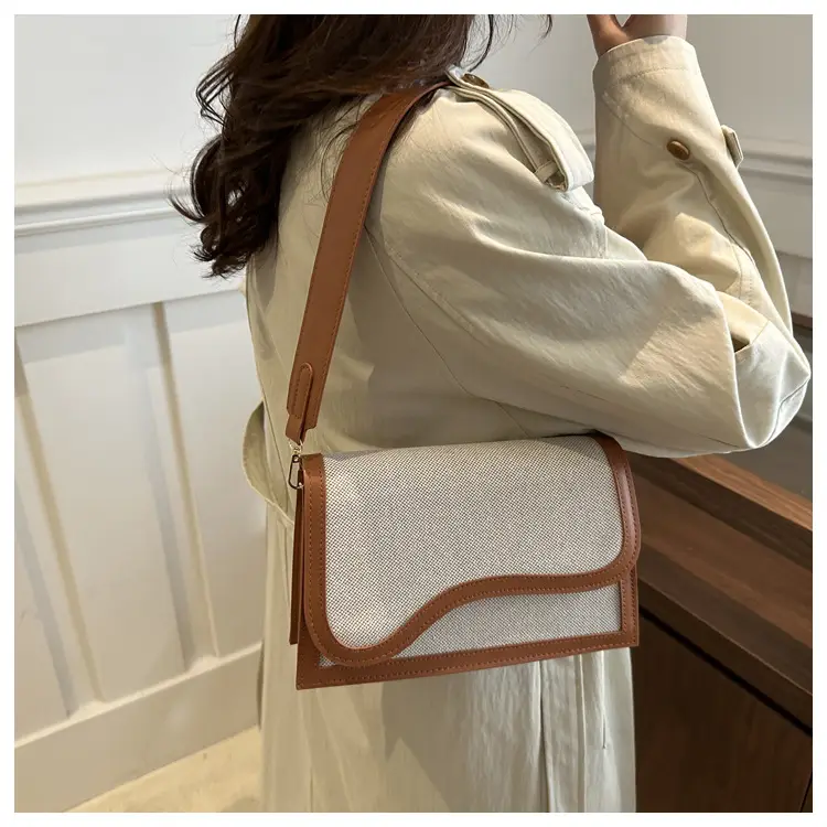 Women's Canvas Crossbody Bag Brown Grey 2024 — feature 14
