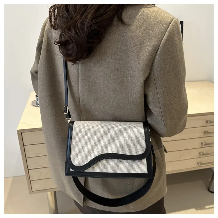 Women's Canvas Crossbody Bag Brown Grey 2024 — feature 16