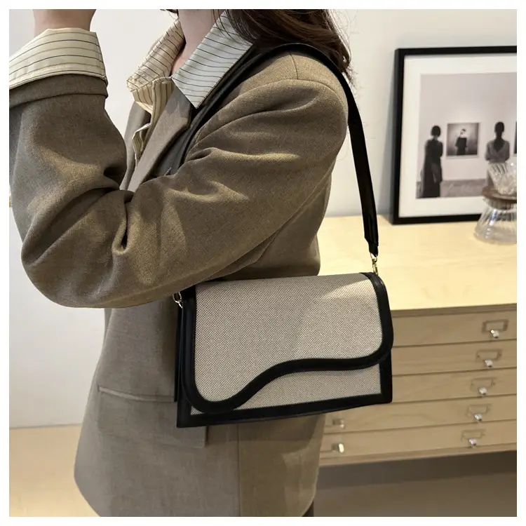 Women's Canvas Crossbody Bag Brown Grey 2024 — feature 17