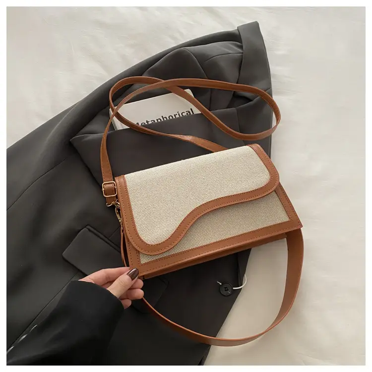 Women's Canvas Crossbody Bag Brown Grey 2024 — feature 18