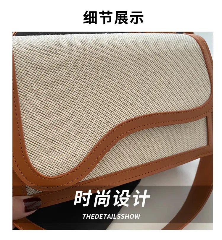 Women's Canvas Crossbody Bag Brown Grey 2024 — feature 2