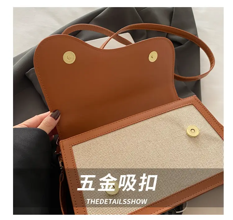 Women's Canvas Crossbody Bag Brown Grey 2024 — feature 3