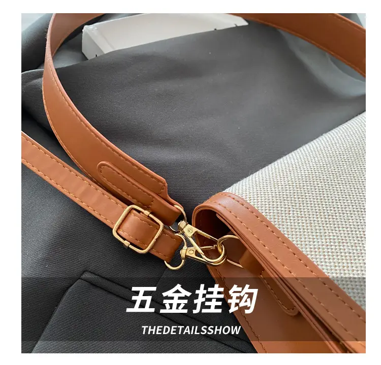 Women's Canvas Crossbody Bag Brown Grey 2024 — feature 4