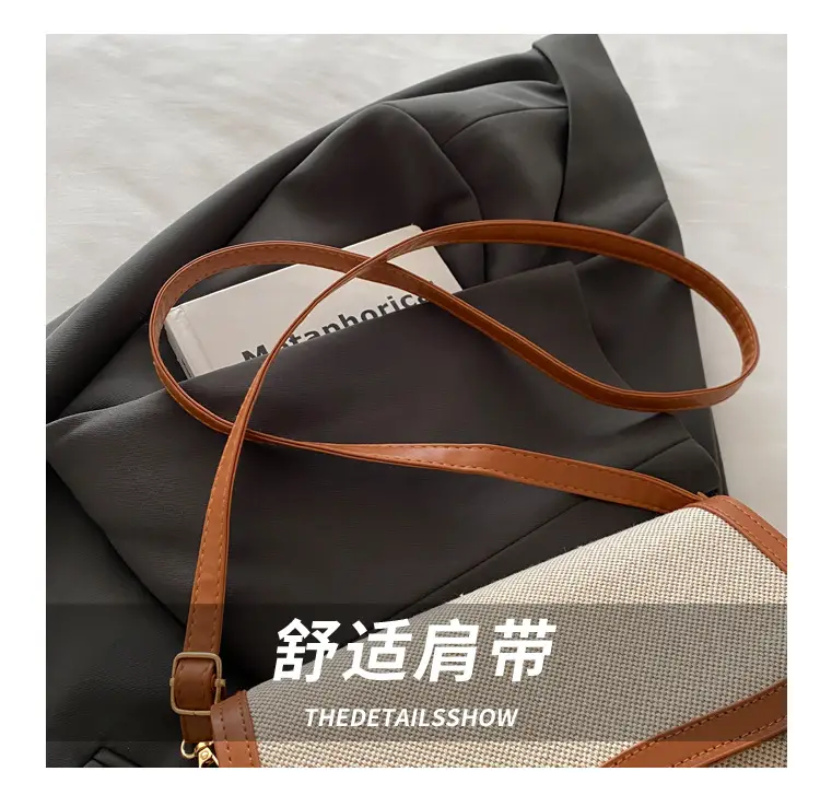 Women's Canvas Crossbody Bag Brown Grey 2024 — feature 5