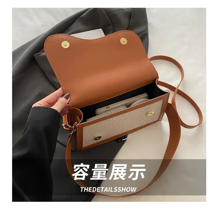 Women's Canvas Crossbody Bag Brown Grey 2024 — feature 6