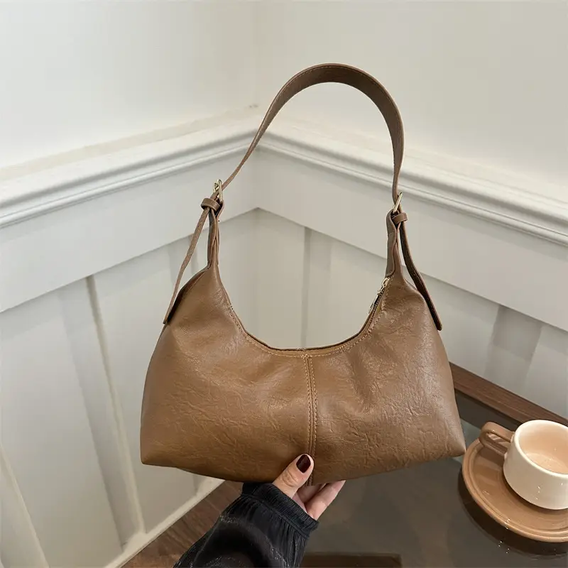 Vintage PU Leather Shoulder Bag Tan 2024 - Image 8
