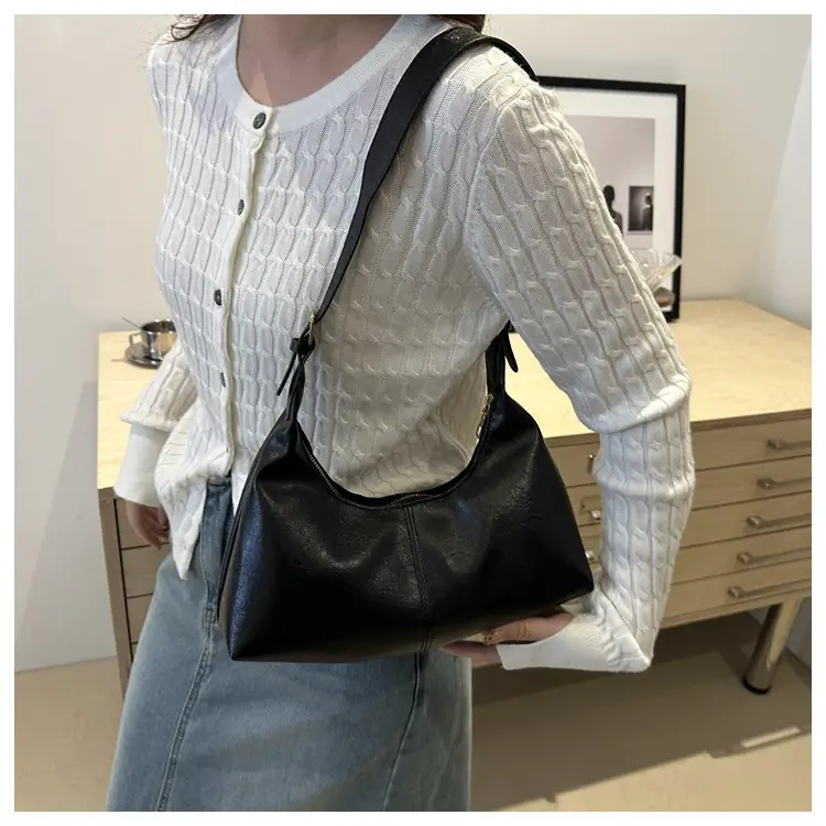 Vintage PU Leather Shoulder Bag Tan 2024 — feature 17