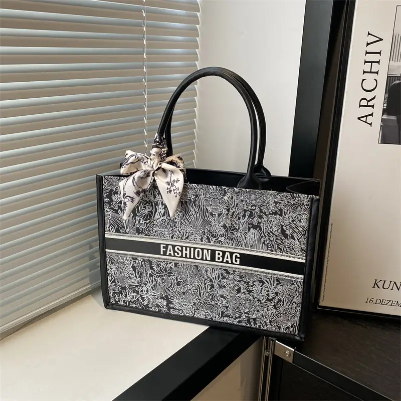 Women Silk Bow Tote Bag Large Capacity 2024