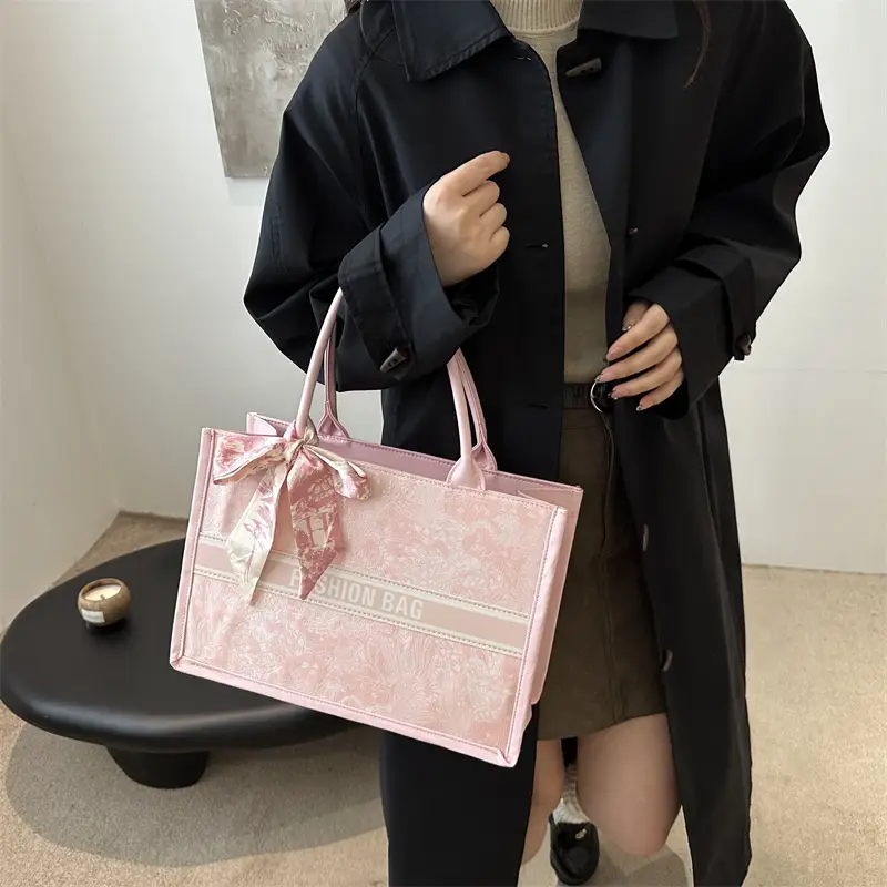 Women Silk Bow Tote Bag Large Capacity 2024