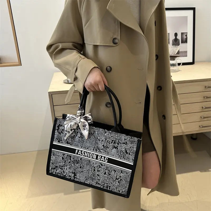 Women Silk Bow Tote Bag Large Capacity 2024