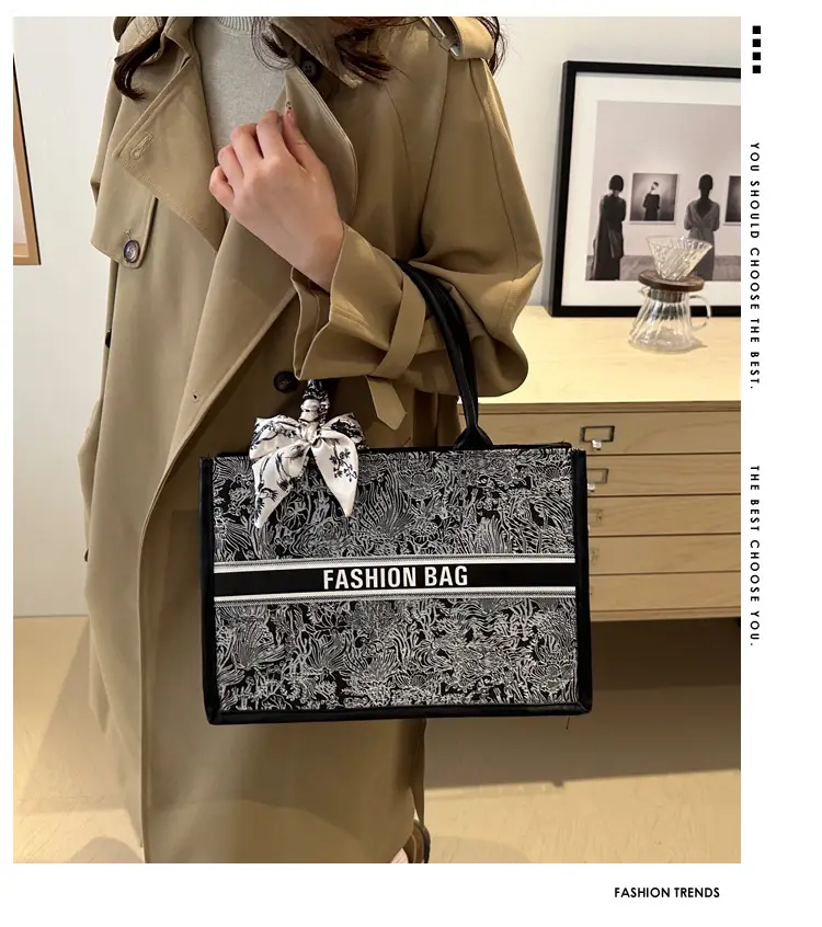 Women Silk Bow Tote Bag Large Capacity 2024 — feature 1