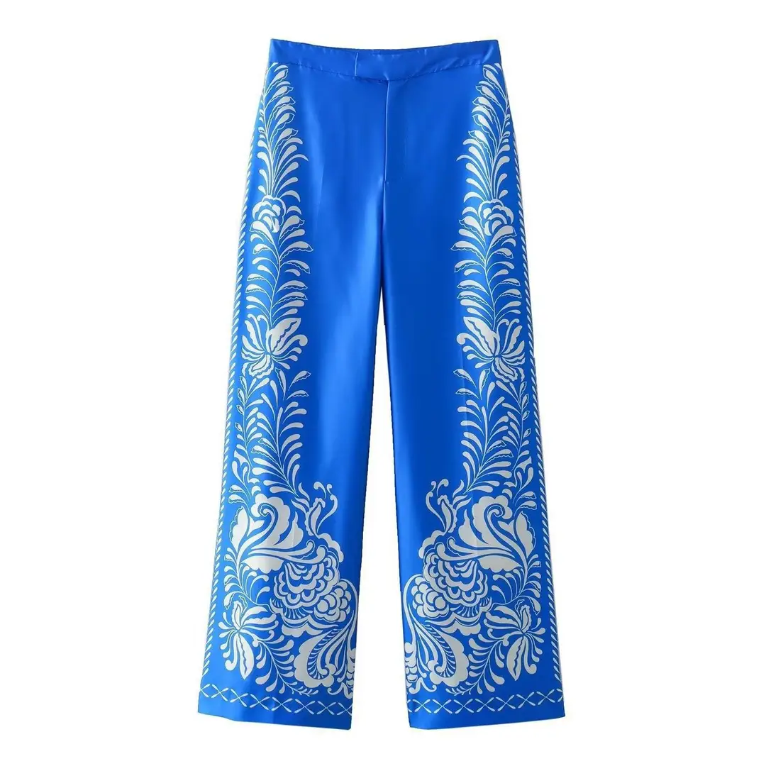 TAOP & ZA Women's Spring New Printed Silk Satin Texture Shirt 2815183 Pants 2864176 — feature 5