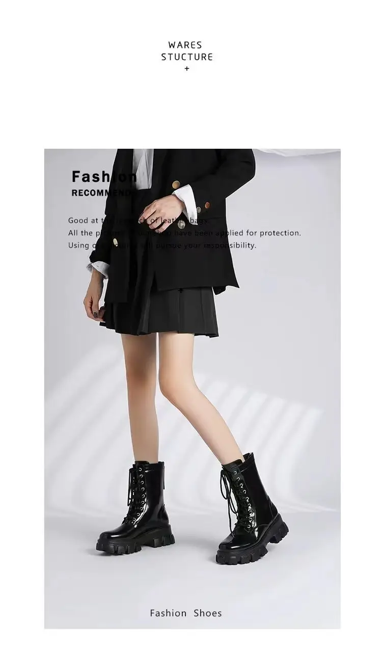 Women's Black Heavy Heel Lace-Up Boots 2024 — feature 8
