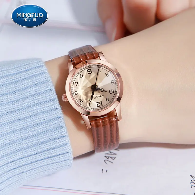 Women's Rose Gold Quartz Watch with Leather Belt - Image 3