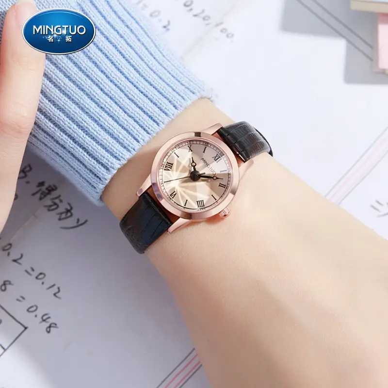 Women's Rose Gold Quartz Watch with Leather Belt - Image 4