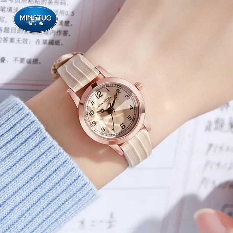 Women's Rose Gold Quartz Watch with Leather Belt - Image 6