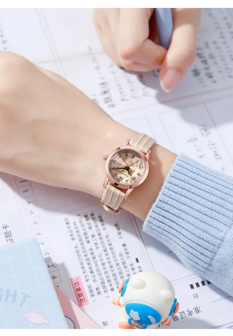 Women's Rose Gold Quartz Watch with Leather Belt — feature 8