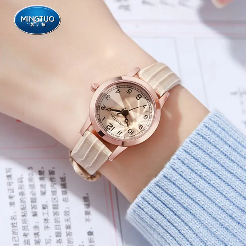 Women's Rose Gold Quartz Watch with Leather Belt - Image 2
