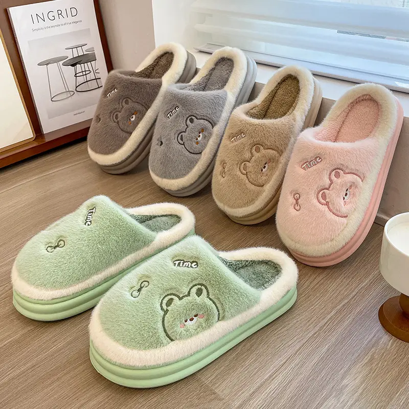 Cotton slippers women's winter indoor home warm fluffy slippers autumn and winter thick-soled non-slip household cotton shoes men's wholesale - Image 5