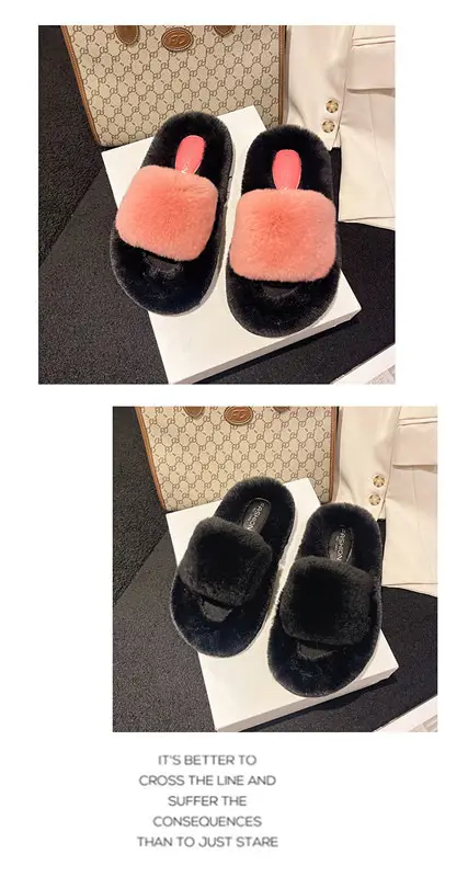 Wear Thick-Soled Real Fur Slippers for Women 2024 Summer and Autumn New Style Indoor Home Air-Conditioned Room Lazy One-Word Cotton Slippers — feature 19