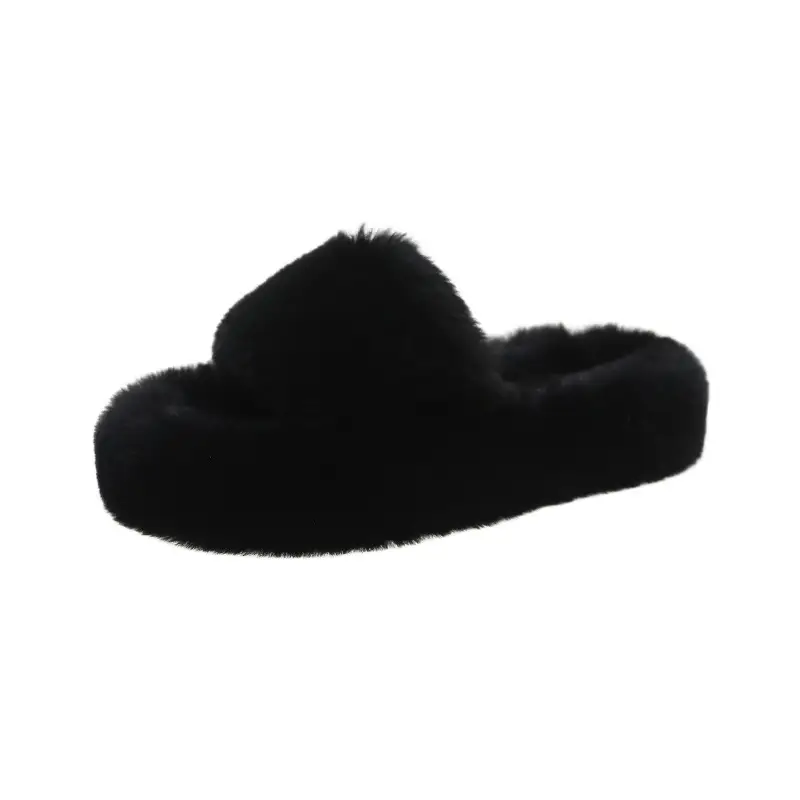 Wear Thick-Soled Real Fur Slippers for Women 2024 Summer and Autumn New Style Indoor Home Air-Conditioned Room Lazy One-Word Cotton Slippers — feature 26