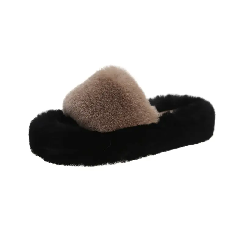 Wear Thick-Soled Real Fur Slippers for Women 2024 Summer and Autumn New Style Indoor Home Air-Conditioned Room Lazy One-Word Cotton Slippers — feature 27