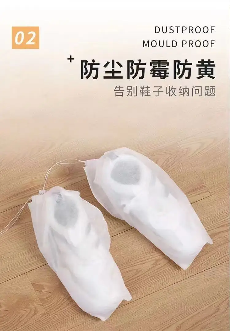 Anti-Yellow Shoe Bag Manufacturer Ready-Made Non-Woven Shoe Bag for Drying and Washing Drawstring Dust Cover Small White Shoe Storage Bag — feature 11