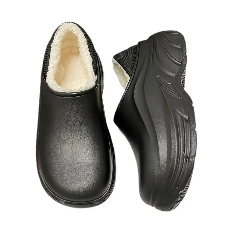 Black Thick Slippers for Men Winter - Image 7