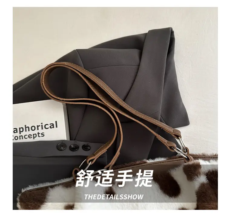 Autumn Winter Plush Cowprint Tote Bag for Women — feature 5