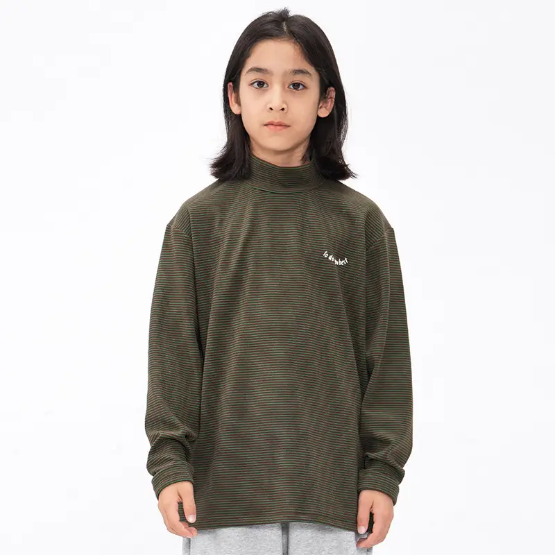 DK Children's Grey Striped Fleece Shirt with High Neck - Image 3