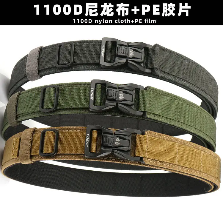Men's Green Tactical Buckle Belt Dual Purpose Outdoor Training — feature 2