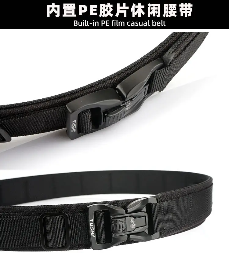 Men's Green Tactical Buckle Belt Dual Purpose Outdoor Training — feature 6