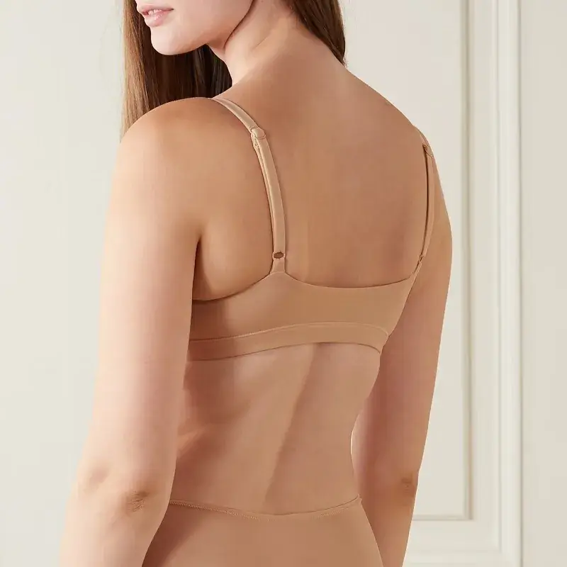 Women's Seamless Underwear No Wires Stretch Soft Round Neck Vest Bra