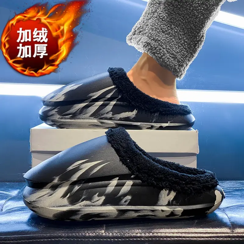 Cross-border Cotton Slippers Men's Winter Waterproof fleece-lined Warm Couple Slippers Outer Wear Thick Sole Shoes for Lazy People - Image 14