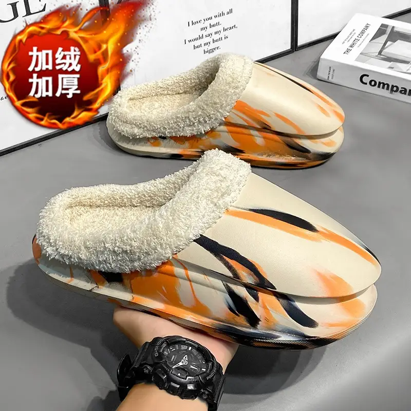 Cross-border Cotton Slippers Men's Winter Waterproof fleece-lined Warm Couple Slippers Outer Wear Thick Sole Shoes for Lazy People - Image 17