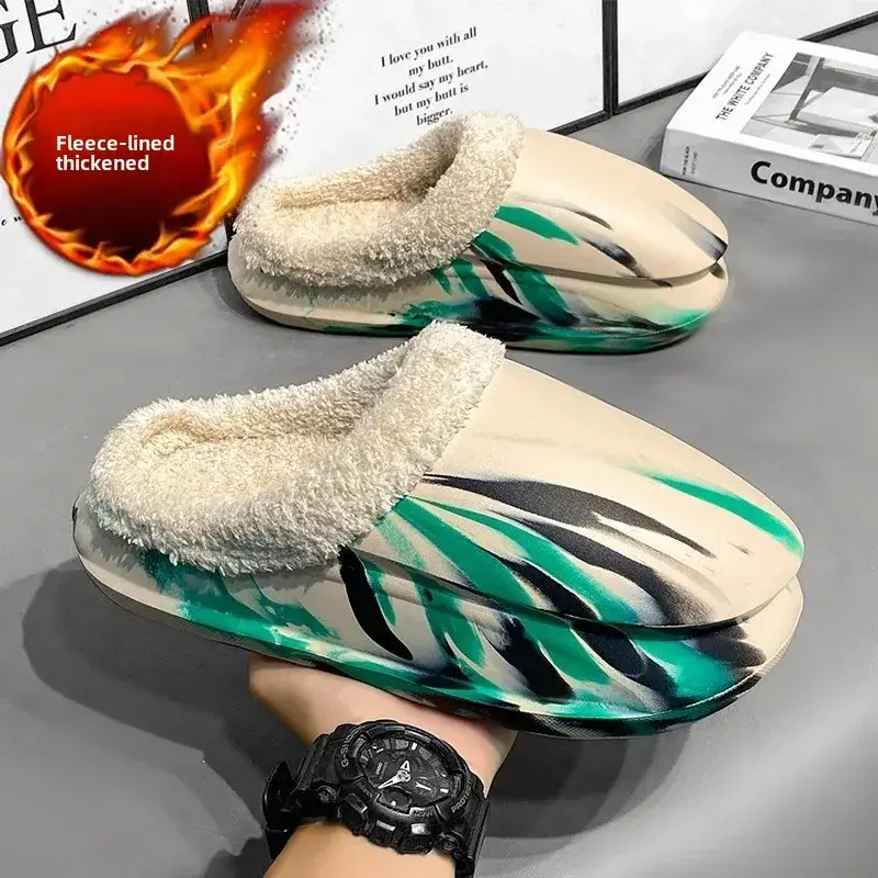Cross-border Cotton Slippers Men's Winter Waterproof fleece-lined Warm Couple Slippers Outer Wear Thick Sole Shoes for Lazy People - Image 10