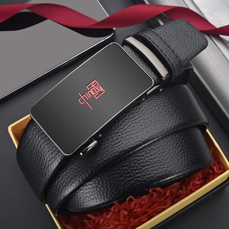 Men's Chinese Genuine Leather Belt with Automatic Buckle