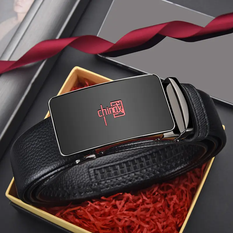 Men's Chinese Genuine Leather Belt with Automatic Buckle