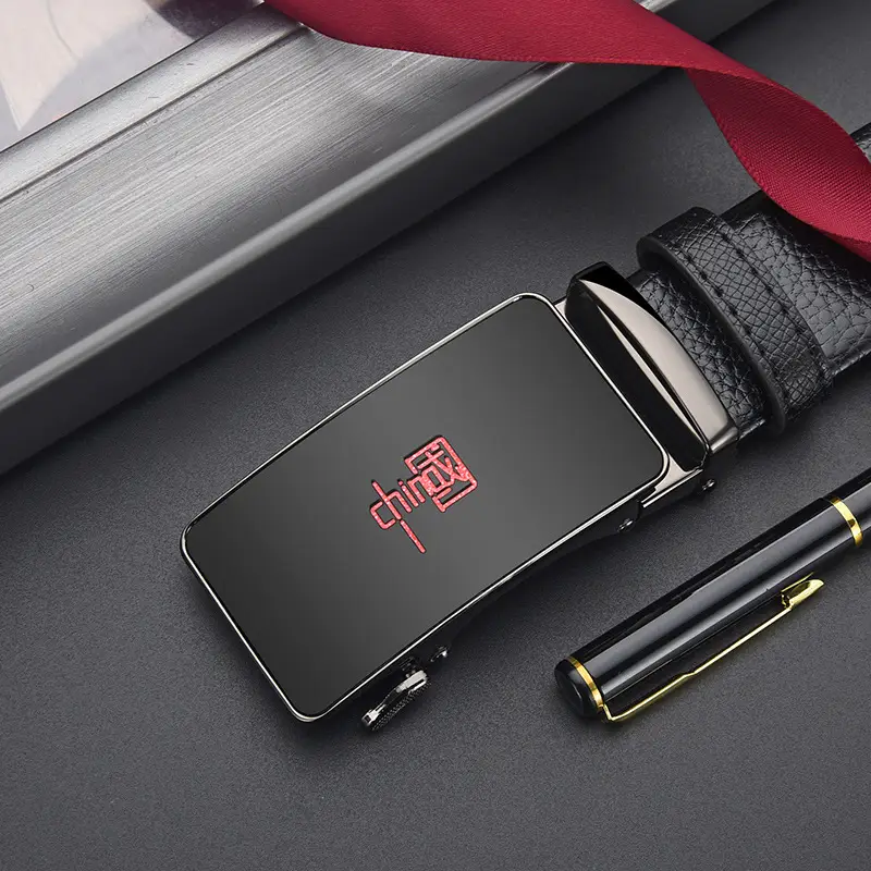 Men's Chinese Genuine Leather Belt with Automatic Buckle