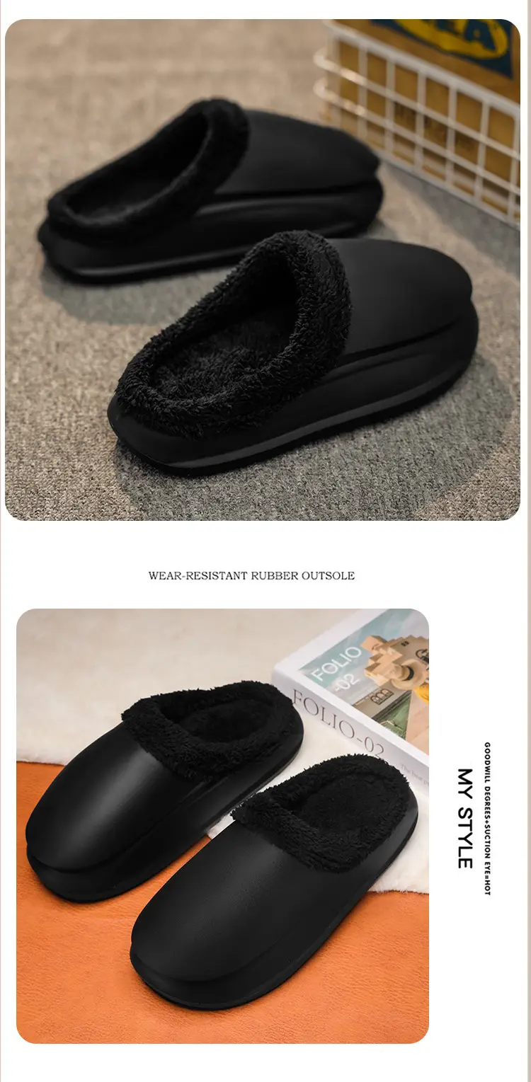 Men's Shoes Winter Casual fleece-lined Warm Cotton Shoes Couple's Baotou Waterproof Slippers Thick-soled Indoor Cotton Slippers Cross-border — feature 10