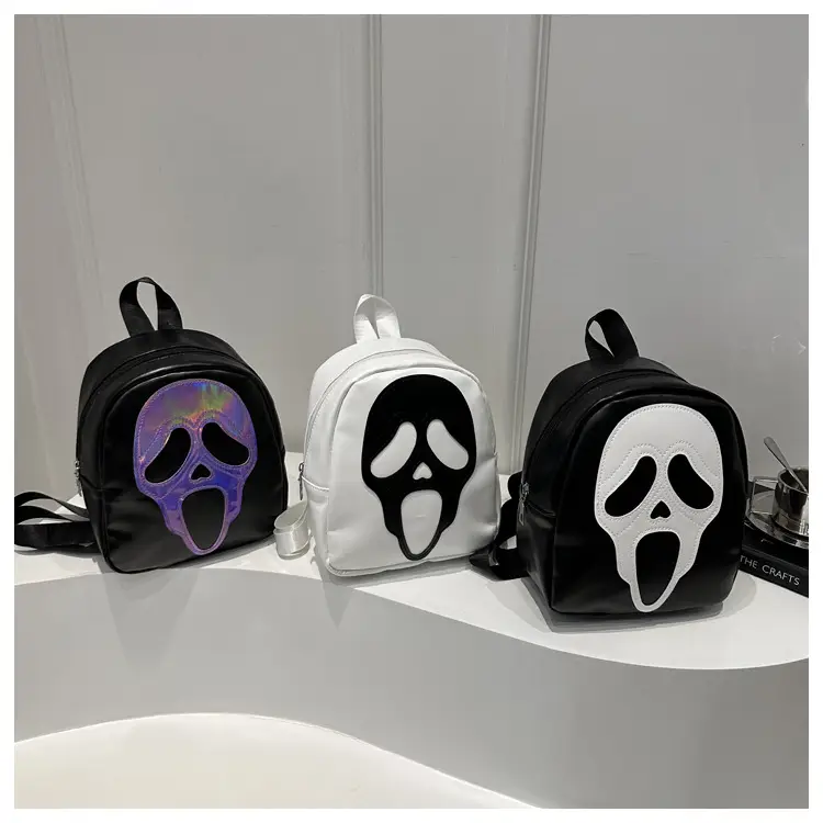 Korean Style Ghost Skull Shoulder Bag Black Multi-use Backpack - Image 4