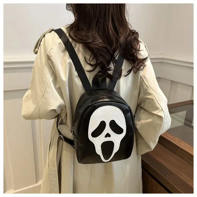 Korean Style Ghost Skull Shoulder Bag Black Multi-use Backpack - Image 5