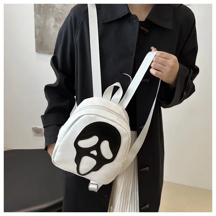Korean Style Ghost Skull Shoulder Bag Black Multi-use Backpack - Image 6