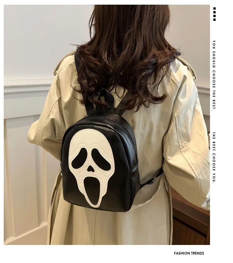 Korean Style Ghost Skull Shoulder Bag Black Multi-use Backpack — feature 1