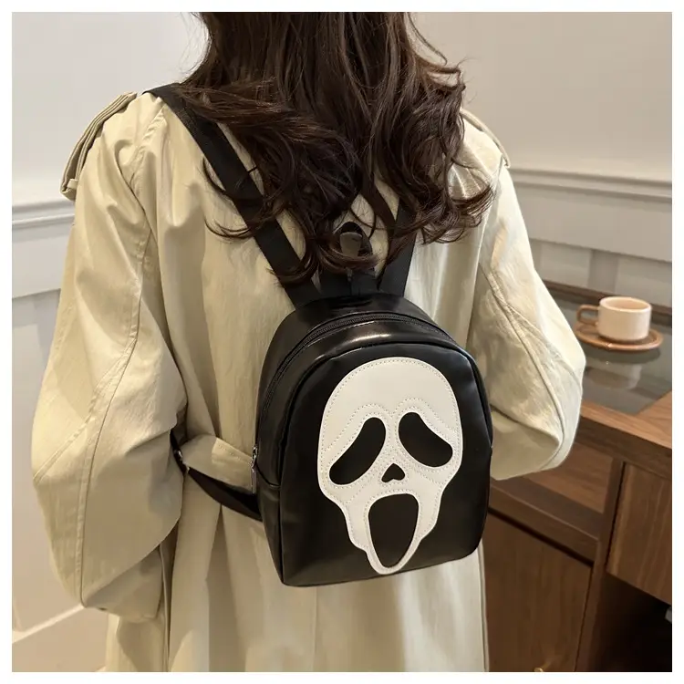 Korean Style Ghost Skull Shoulder Bag Black Multi-use Backpack — feature 12