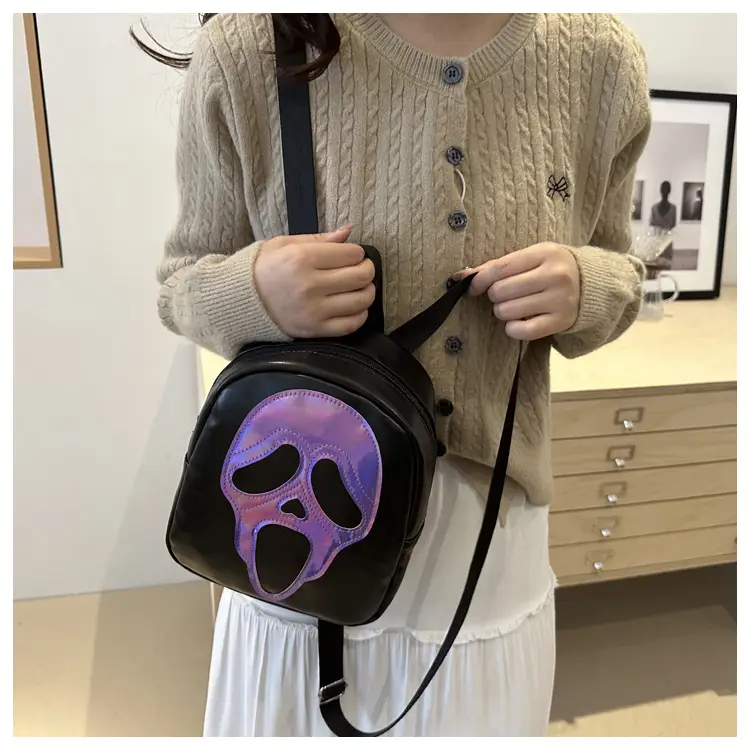 Korean Style Ghost Skull Shoulder Bag Black Multi-use Backpack — feature 14