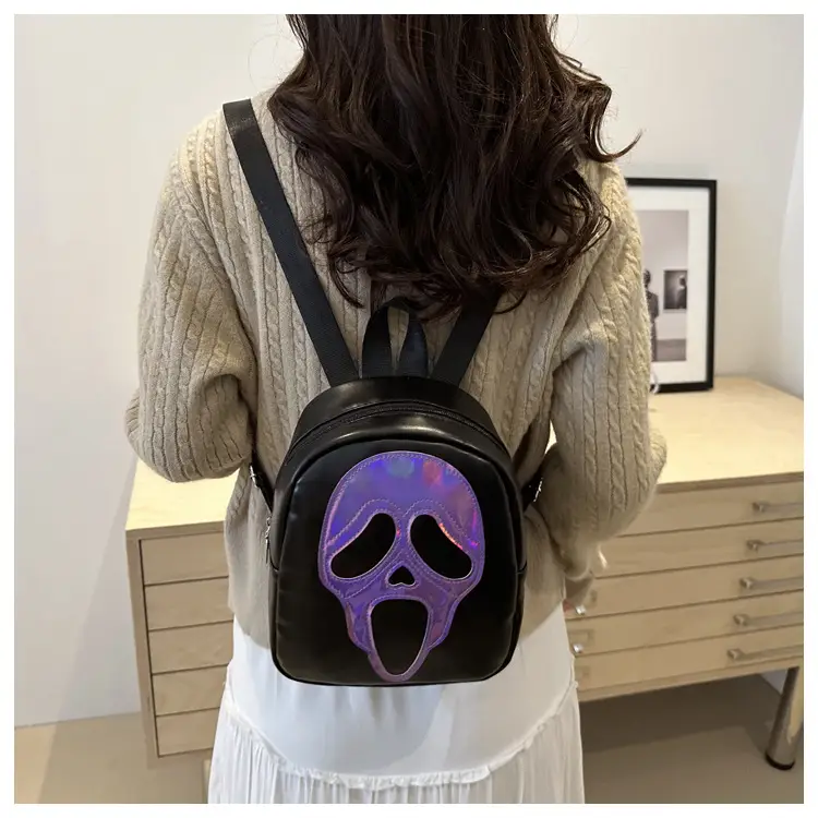 Korean Style Ghost Skull Shoulder Bag Black Multi-use Backpack — feature 15