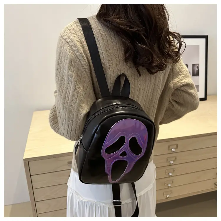 Korean Style Ghost Skull Shoulder Bag Black Multi-use Backpack — feature 16