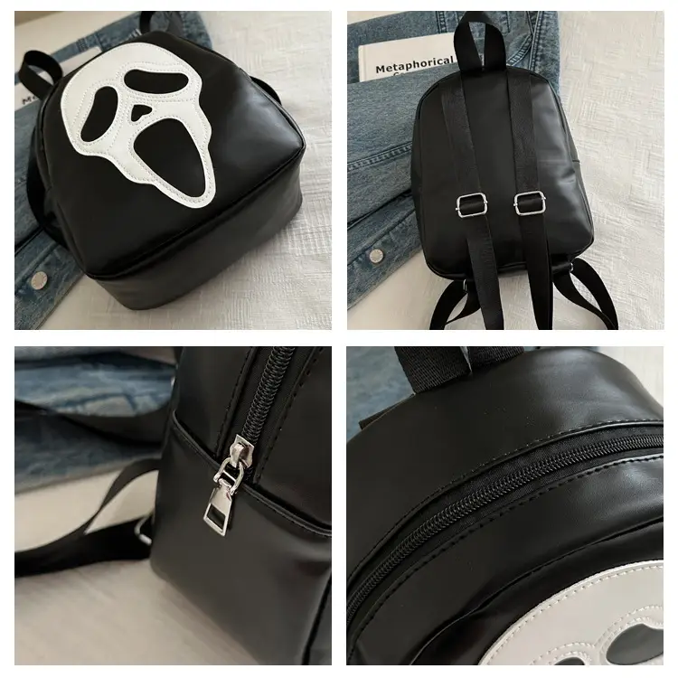 Korean Style Ghost Skull Shoulder Bag Black Multi-use Backpack — feature 7