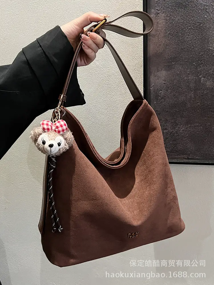 Frosted Crossbody Bag Women Large Capacity Tan - Image 4
